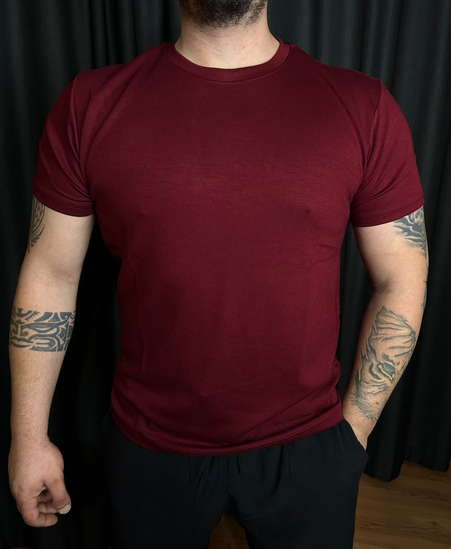 BORDO SOFT TOUCH ESNEK PREMİUM T-SHİRT